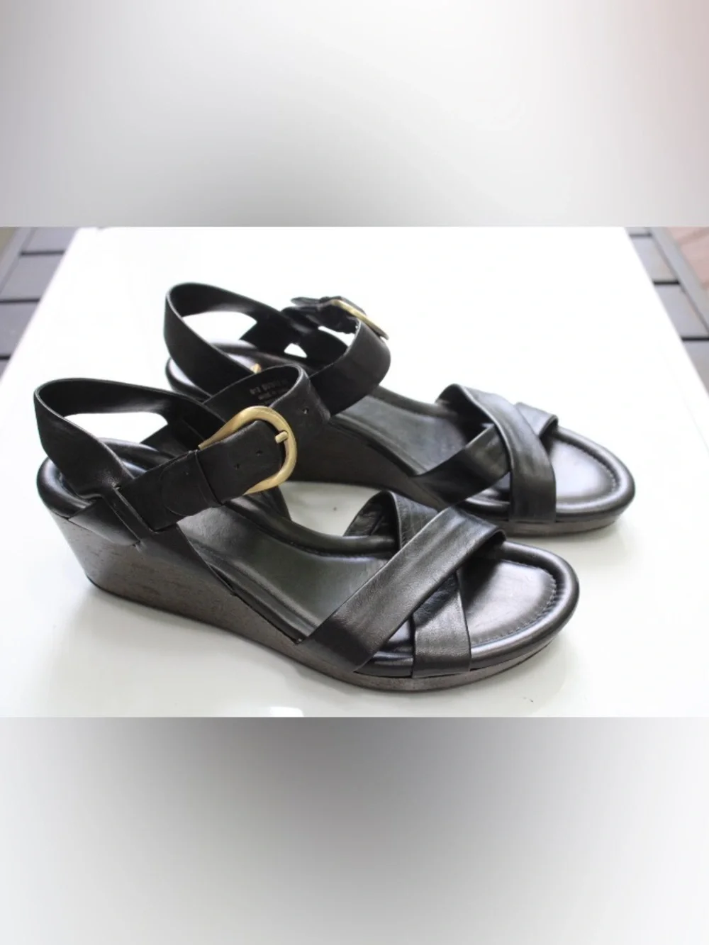 Cole Haan criss cross leather wedges